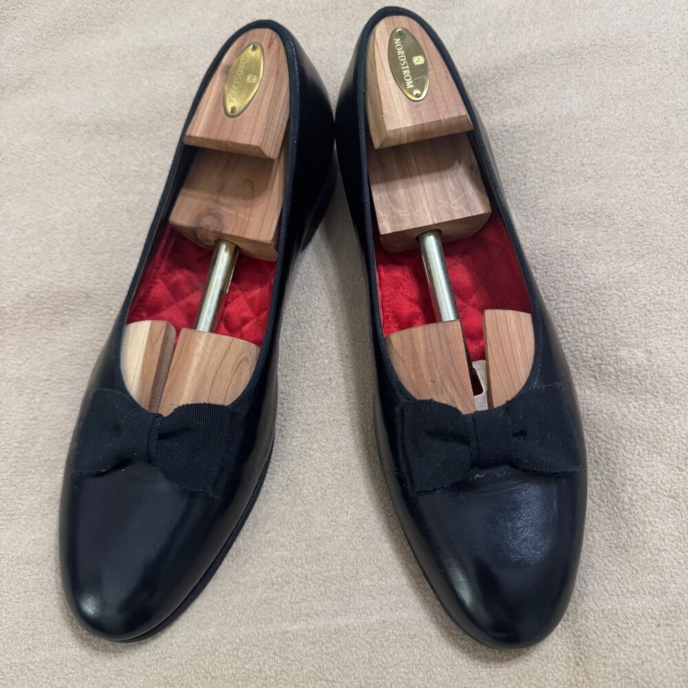 MENS BLACK  PATENT LEATHER POLO SLIP ON FORMAL SHOES SIZE 12